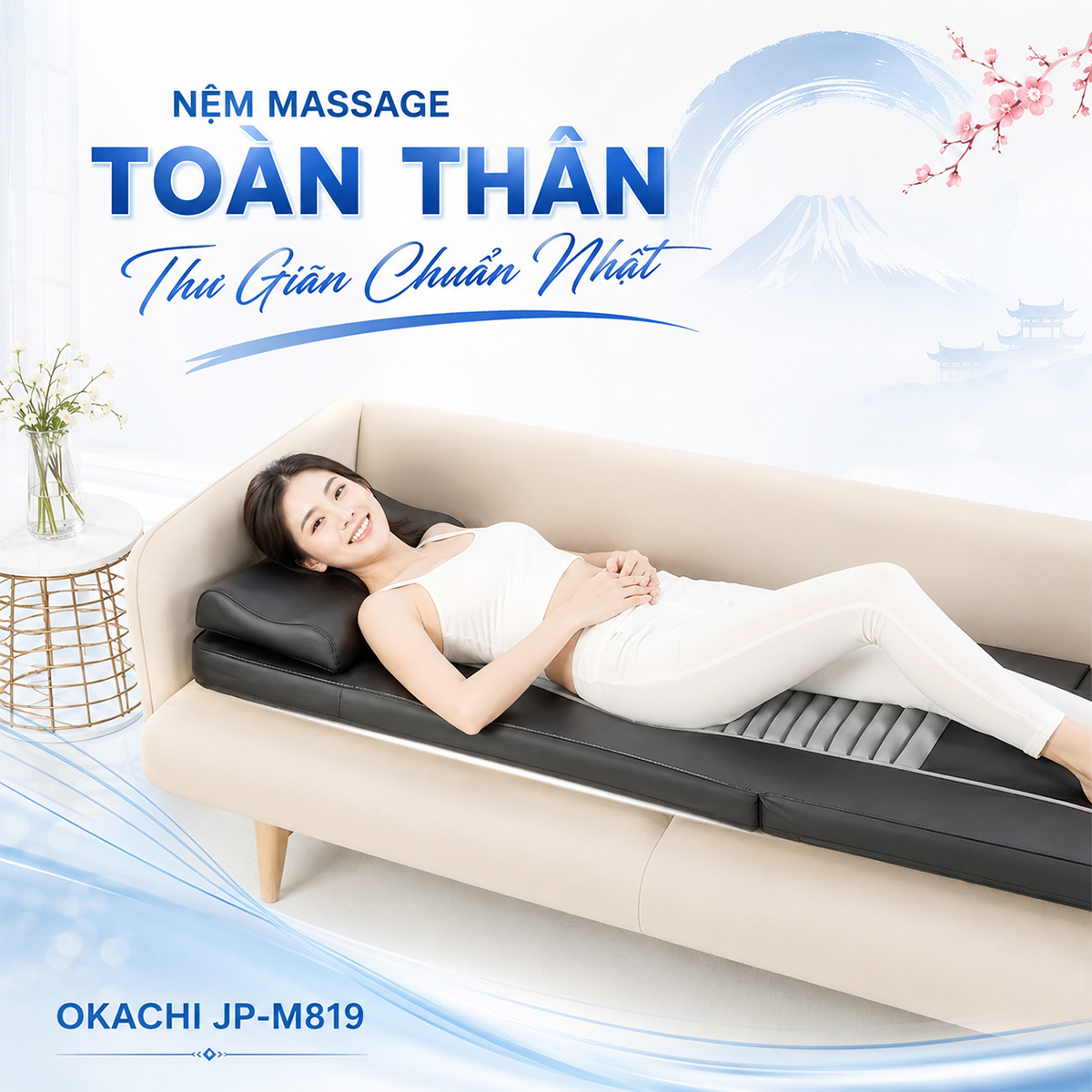 Nệm massage toàn thân OKACHI JP-M819 (Con lăn chạy)